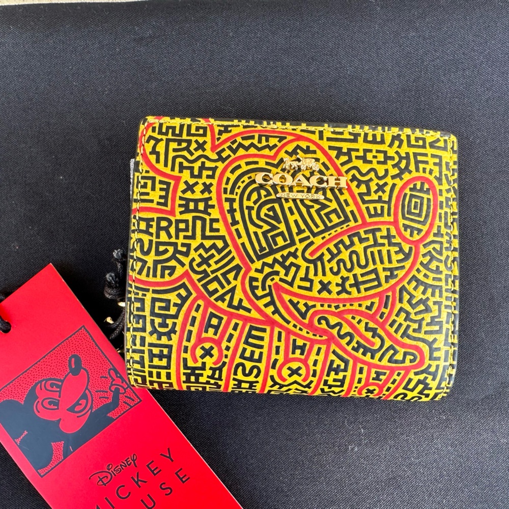 NWT COACH X KEITH HARING MICKEY MOUSE LEATHER WALLET